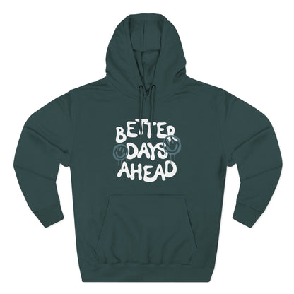 Three-Panel Fleece Hoodie with Motivational Prints