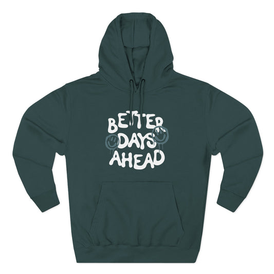 Three-Panel Fleece Hoodie with Motivational Prints