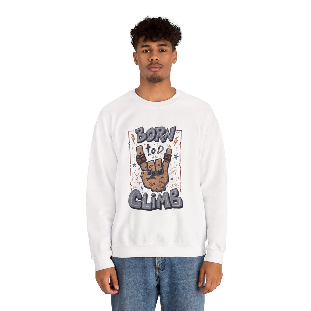 Climbing Crewneck Sweatshirt — "Born to Climb" Rock Climber Graphic