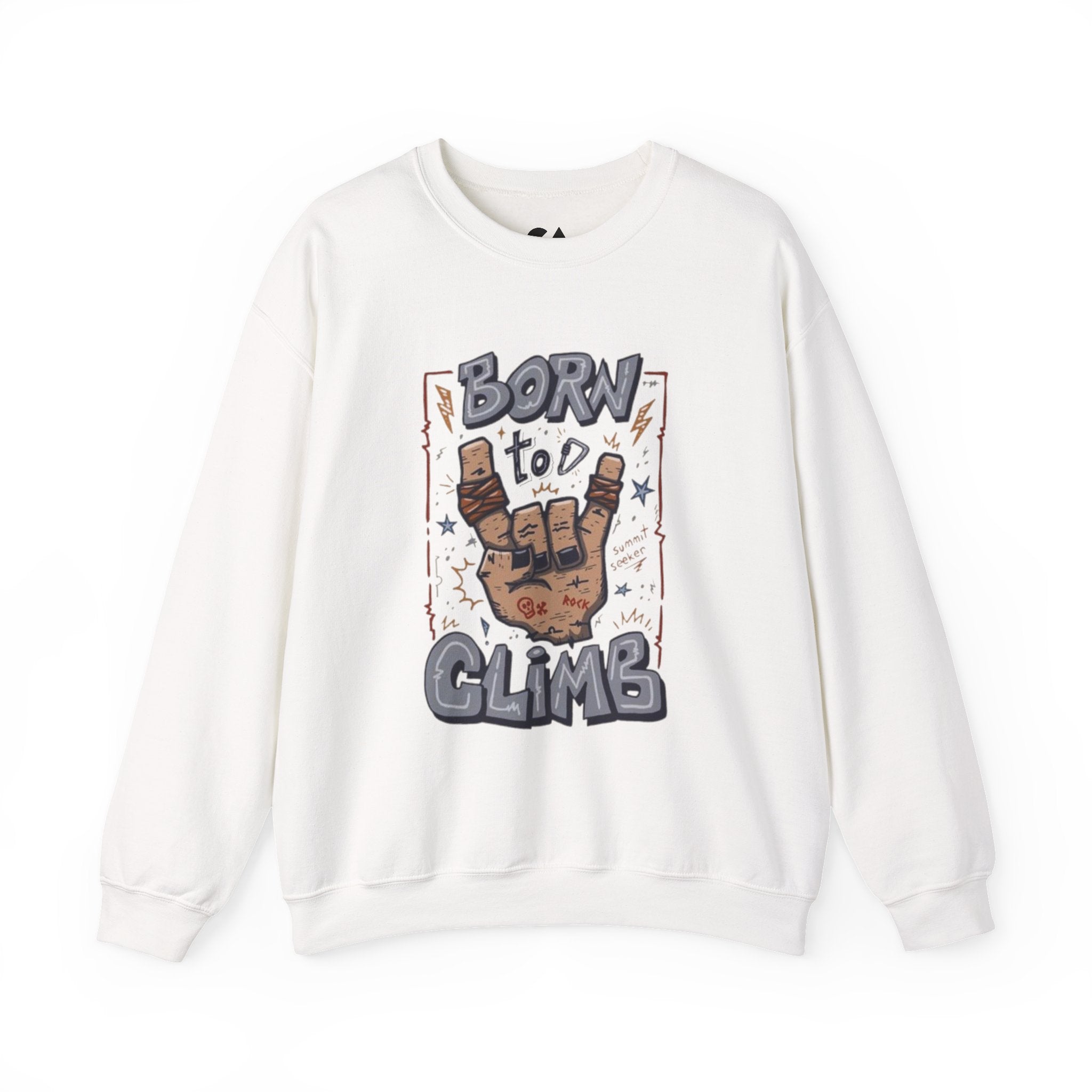 Climbing Crewneck Sweatshirt — "Born to Climb" Rock Climber Graphic