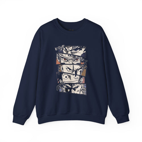 Anime Eyes Crewneck Sweatshirt — Intense Manga Character Panel Design