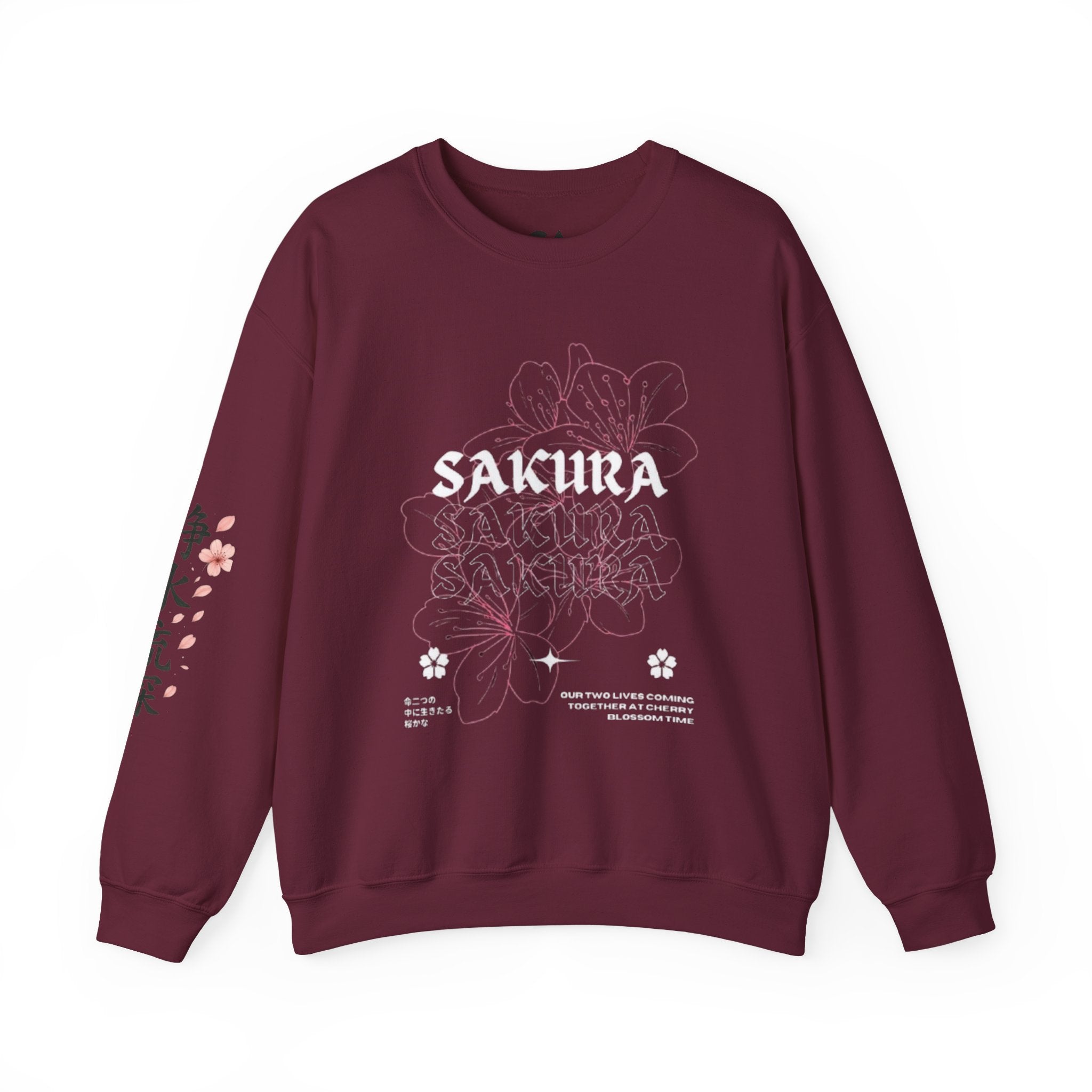 Sakura Floral Crewneck Sweatshirt – Japanese Cherry Blossom Graphic Sweatshirt