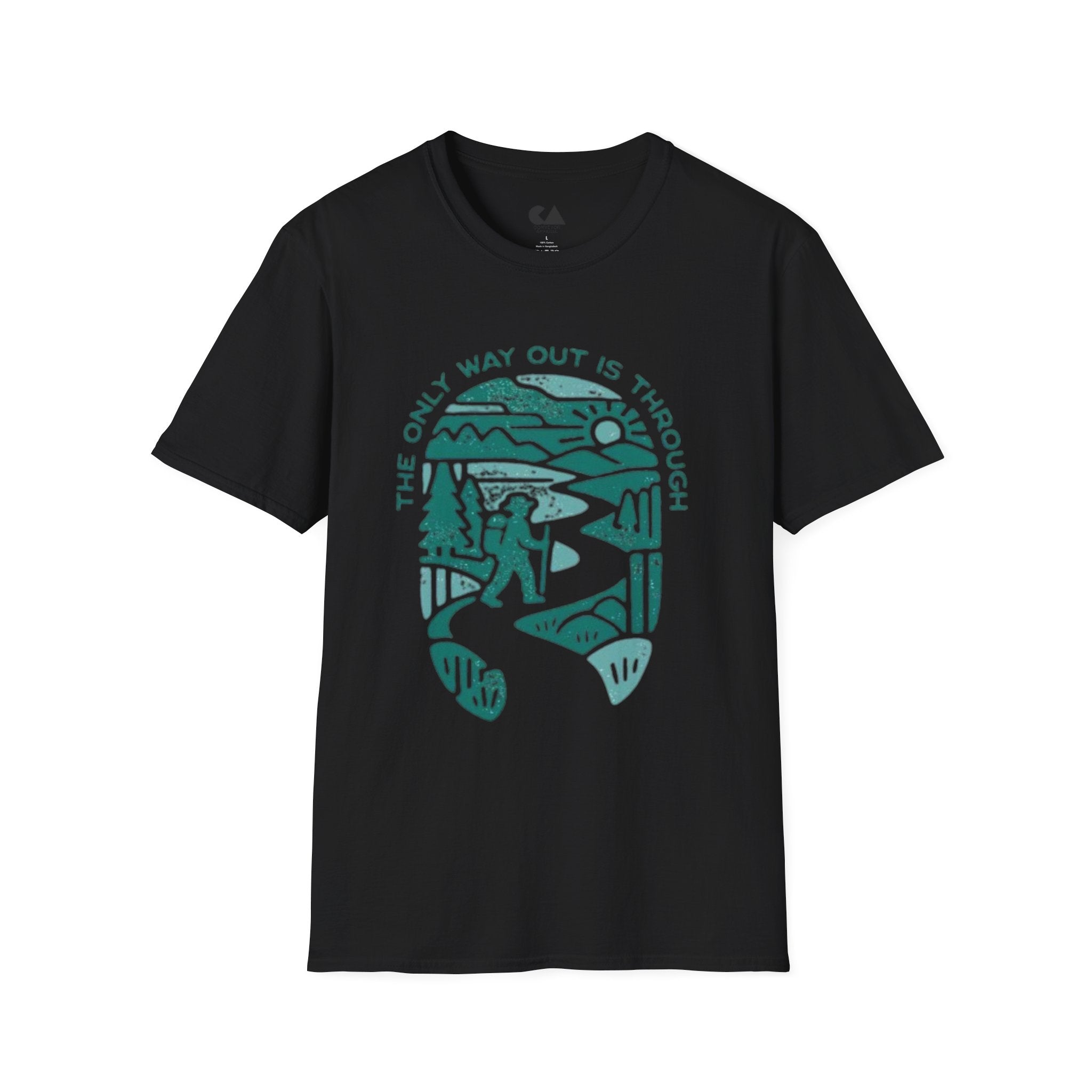 Adventure T‑Shirt — “The Only Way Out Is Through” Hiking Graphic Tee