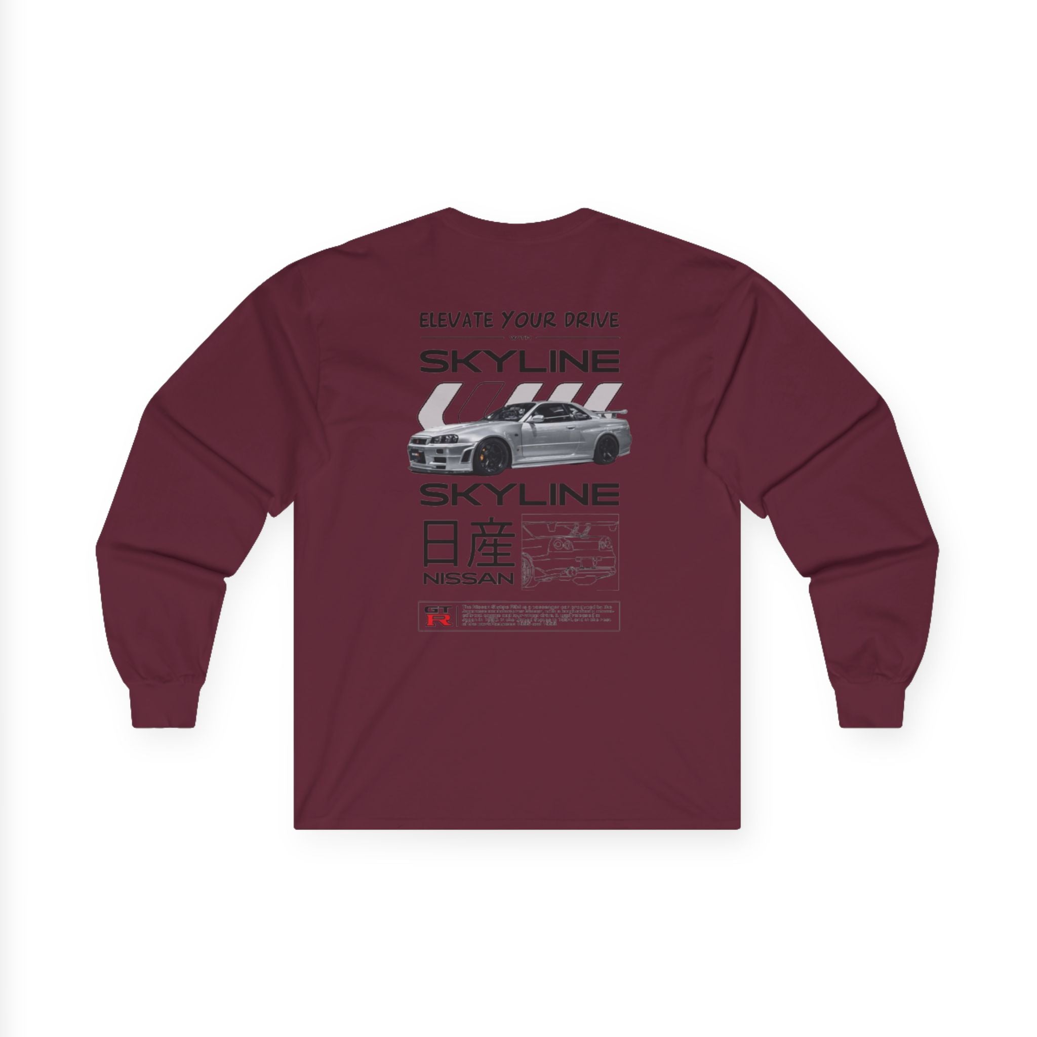 Nissan Skyline Graphic Long Sleeve Tee — 'Elevate Your Drive' Car Enthusiast Shirt