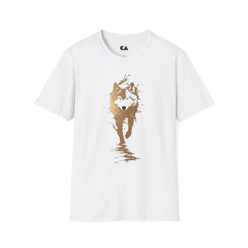 Wolf Silhouette T-Shirt — Gold Watercolor Wolf Graphic Tee