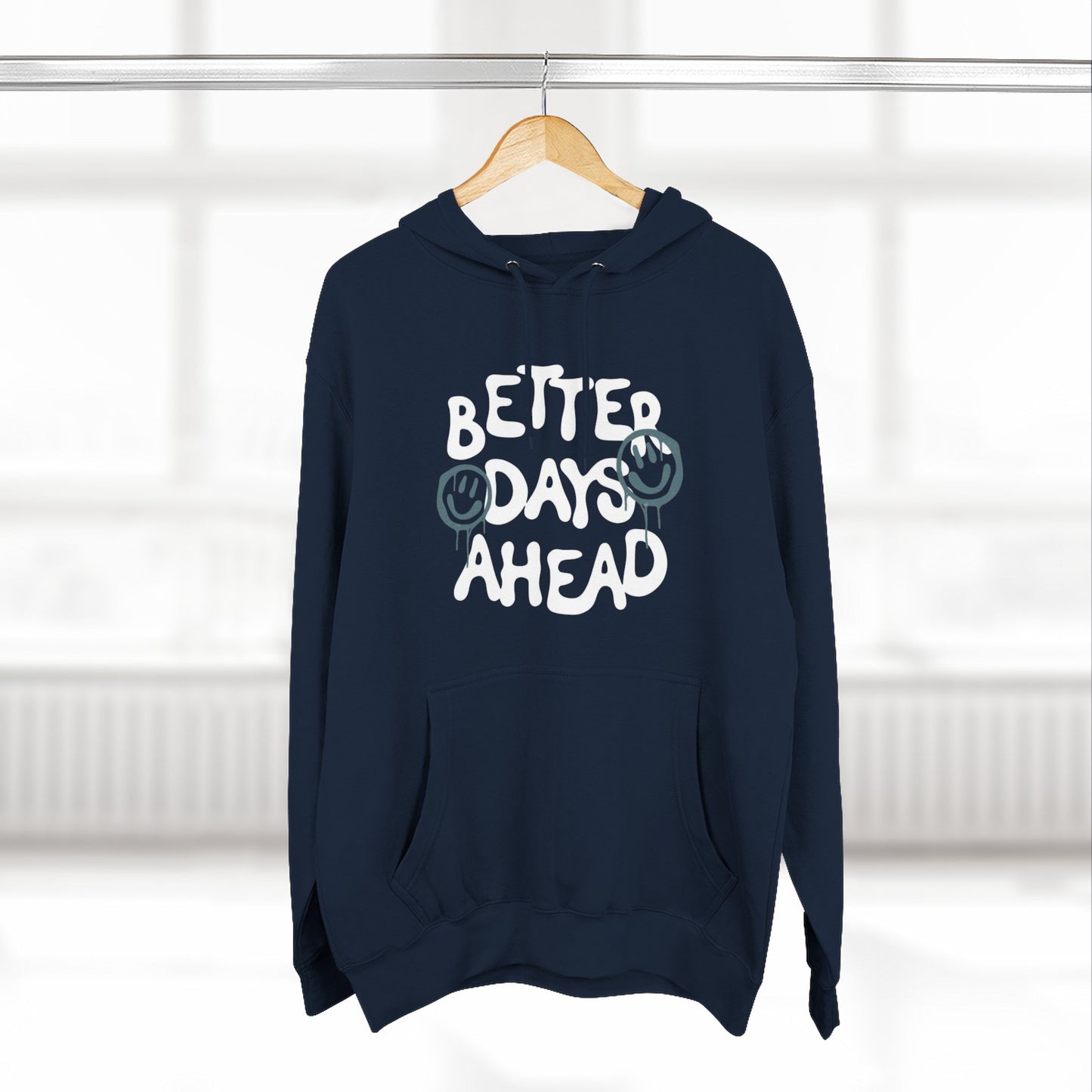Three-Panel Fleece Hoodie with Motivational Prints