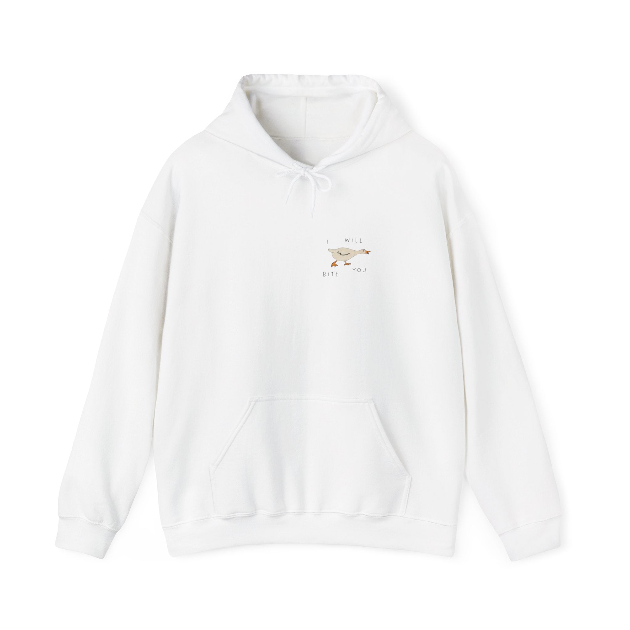 Minimal Running Duck Hoodie — Small Chest Illustration Sweatshirt