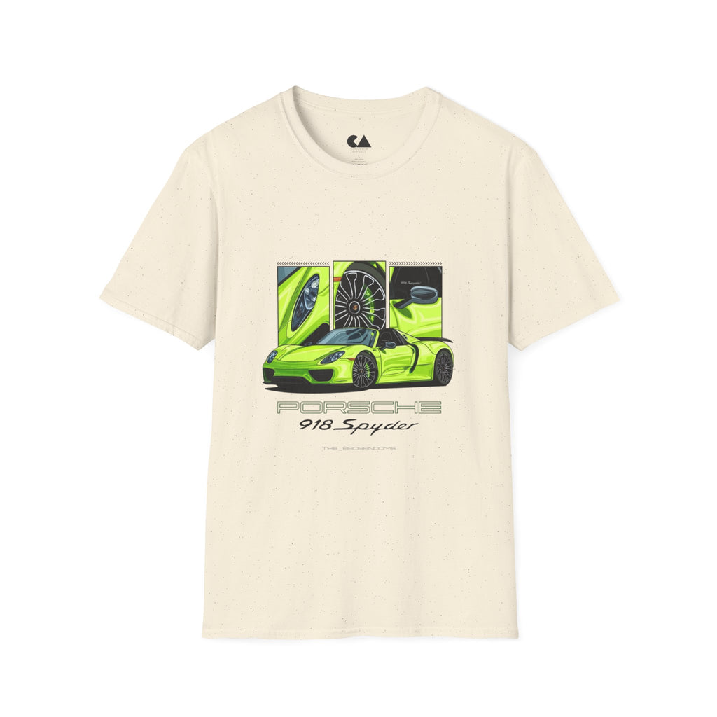 Porsche 918 Spyder Graphic T-Shirt — Neon Green Supercar Art Tee