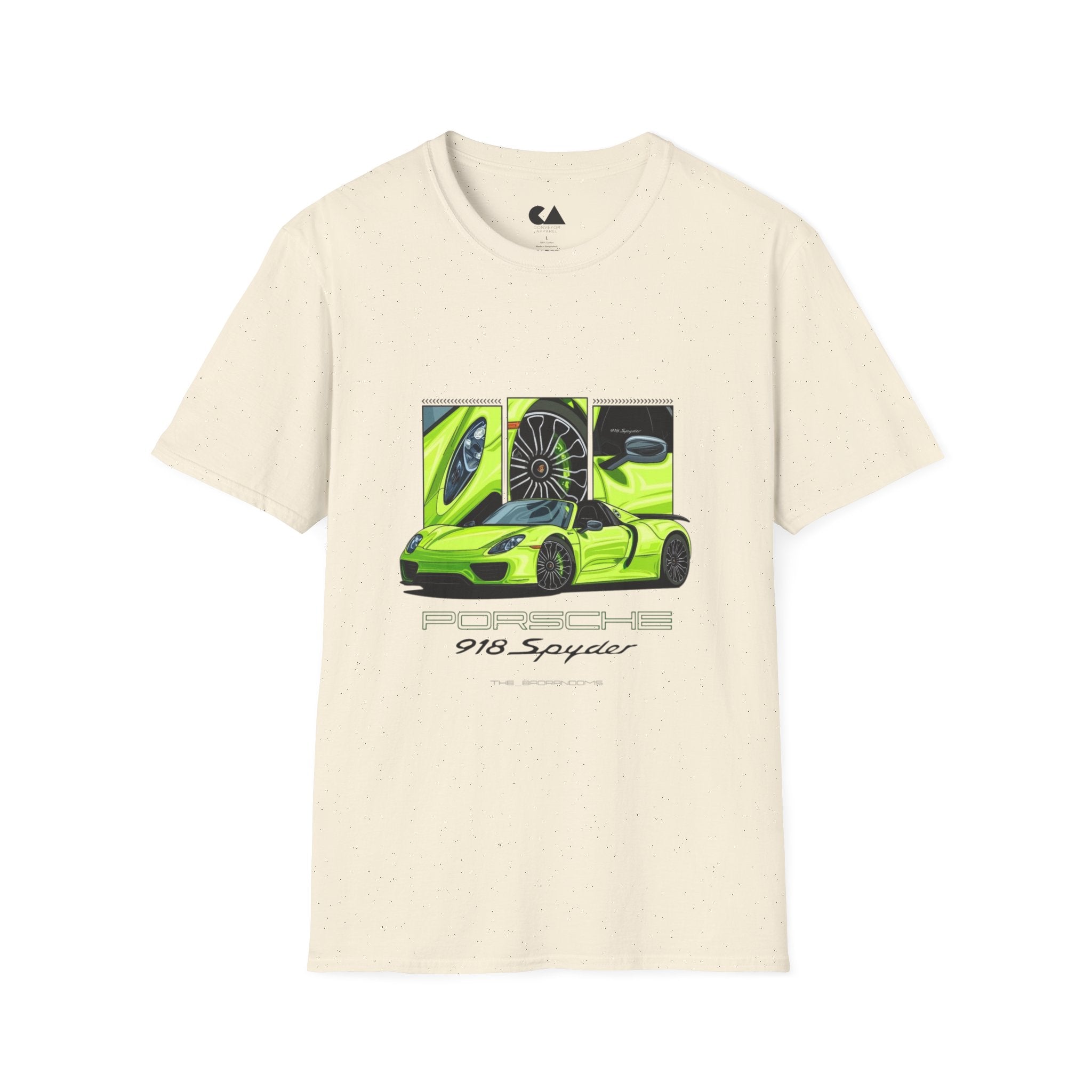 Porsche 918 Spyder Graphic T-Shirt — Neon Green Supercar Art Tee