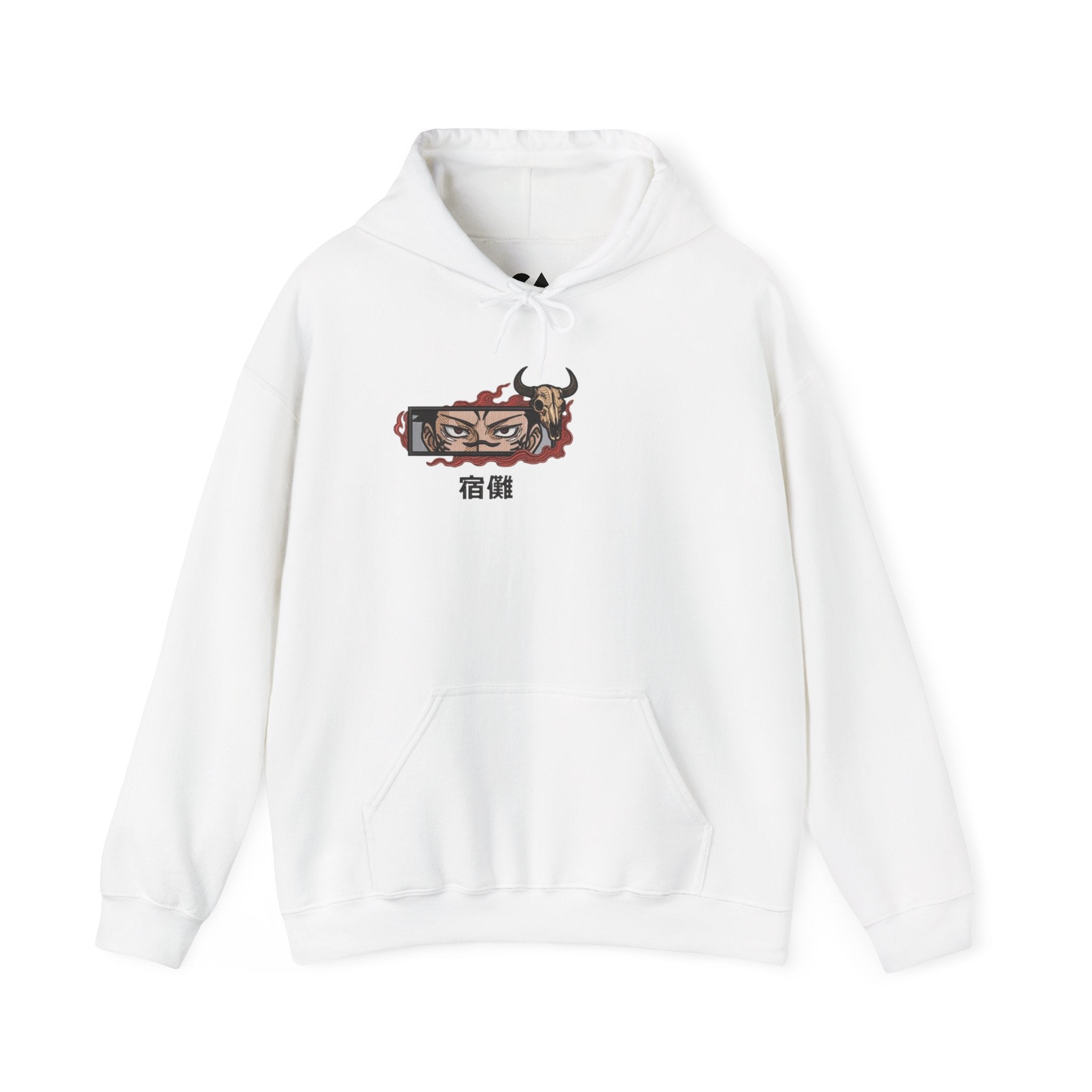 Hoodie — Demon Eye Graphic Hoodie with Kanji "宿傩" Urban Streetwear