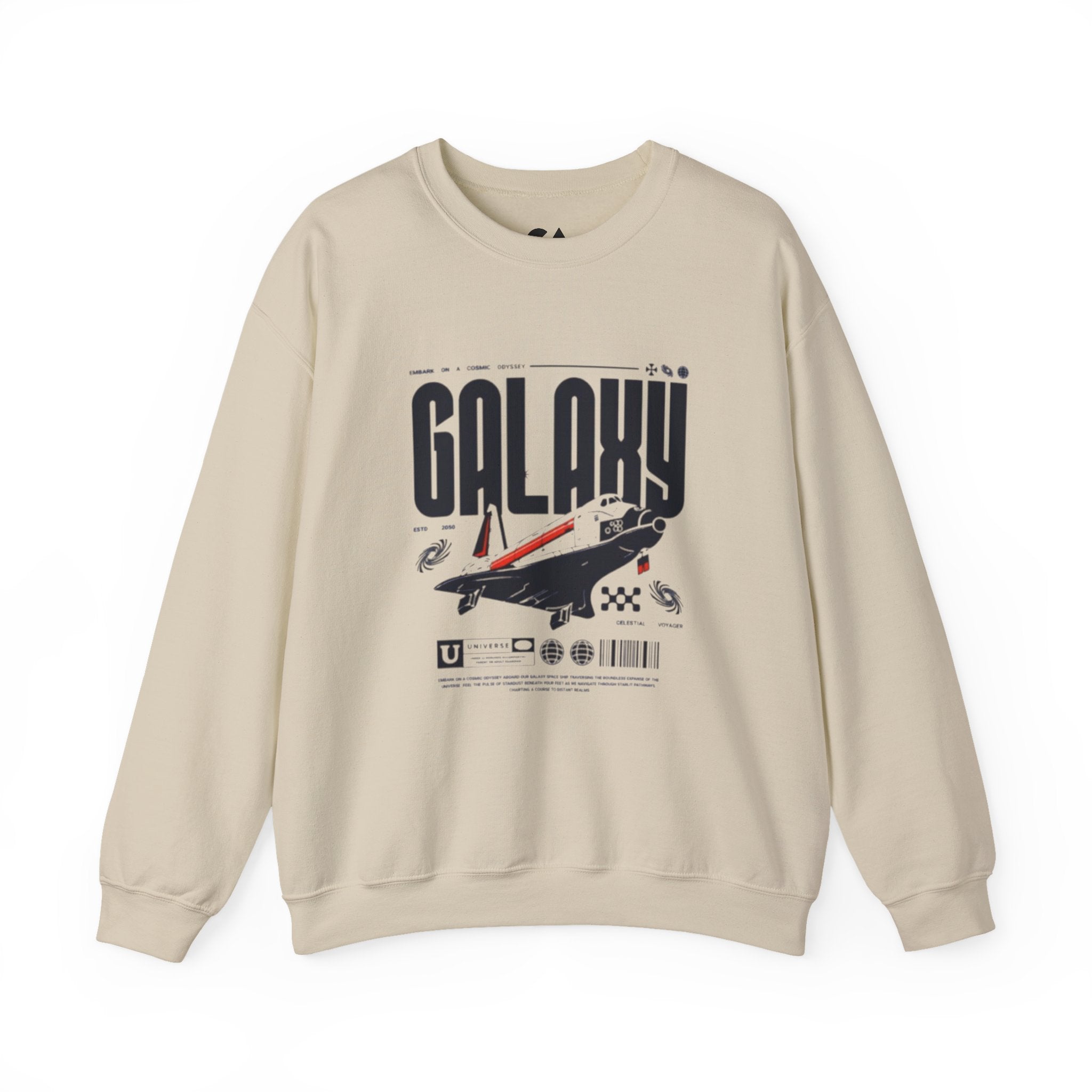 Galaxy Space Crewneck Sweatshirt — Retro Rocket Graphic