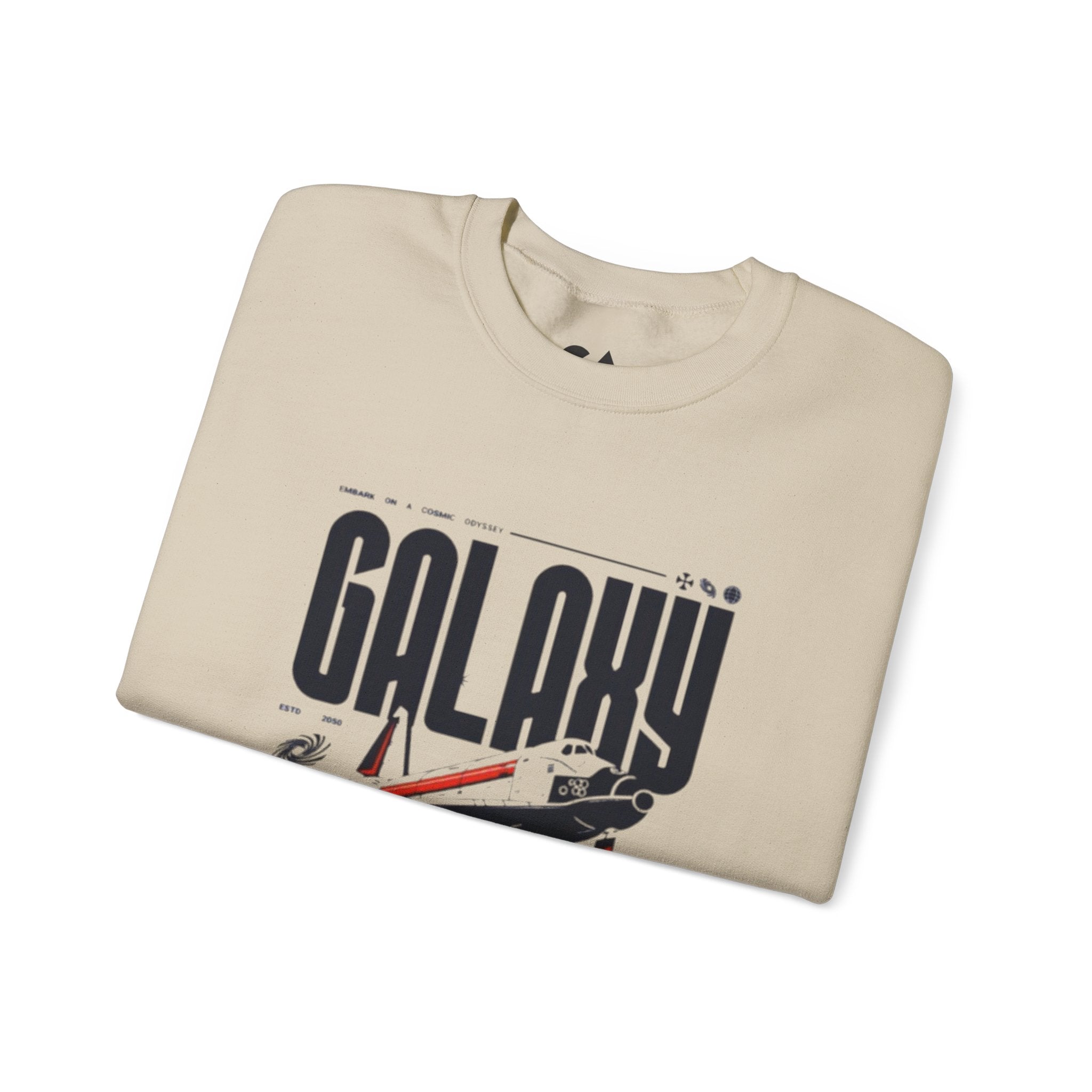 Galaxy Space Crewneck Sweatshirt — Retro Rocket Graphic