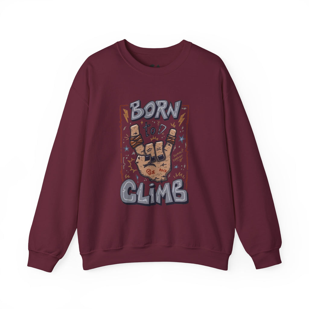 Climbing Crewneck Sweatshirt — "Born to Climb" Rock Climber Graphic