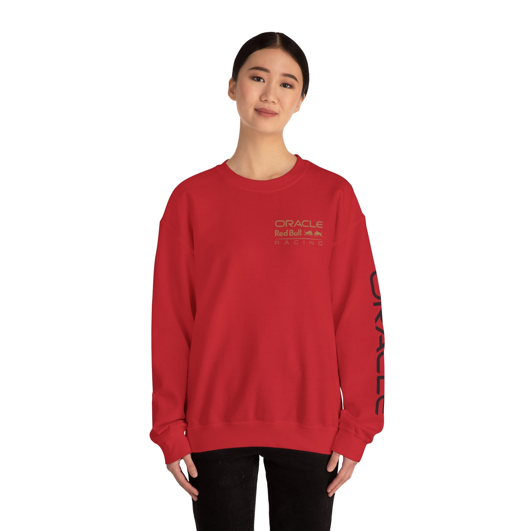 Oracle Red Bull Racing Crewneck Sweatshirt — Minimal Logo Sleeve Pullover