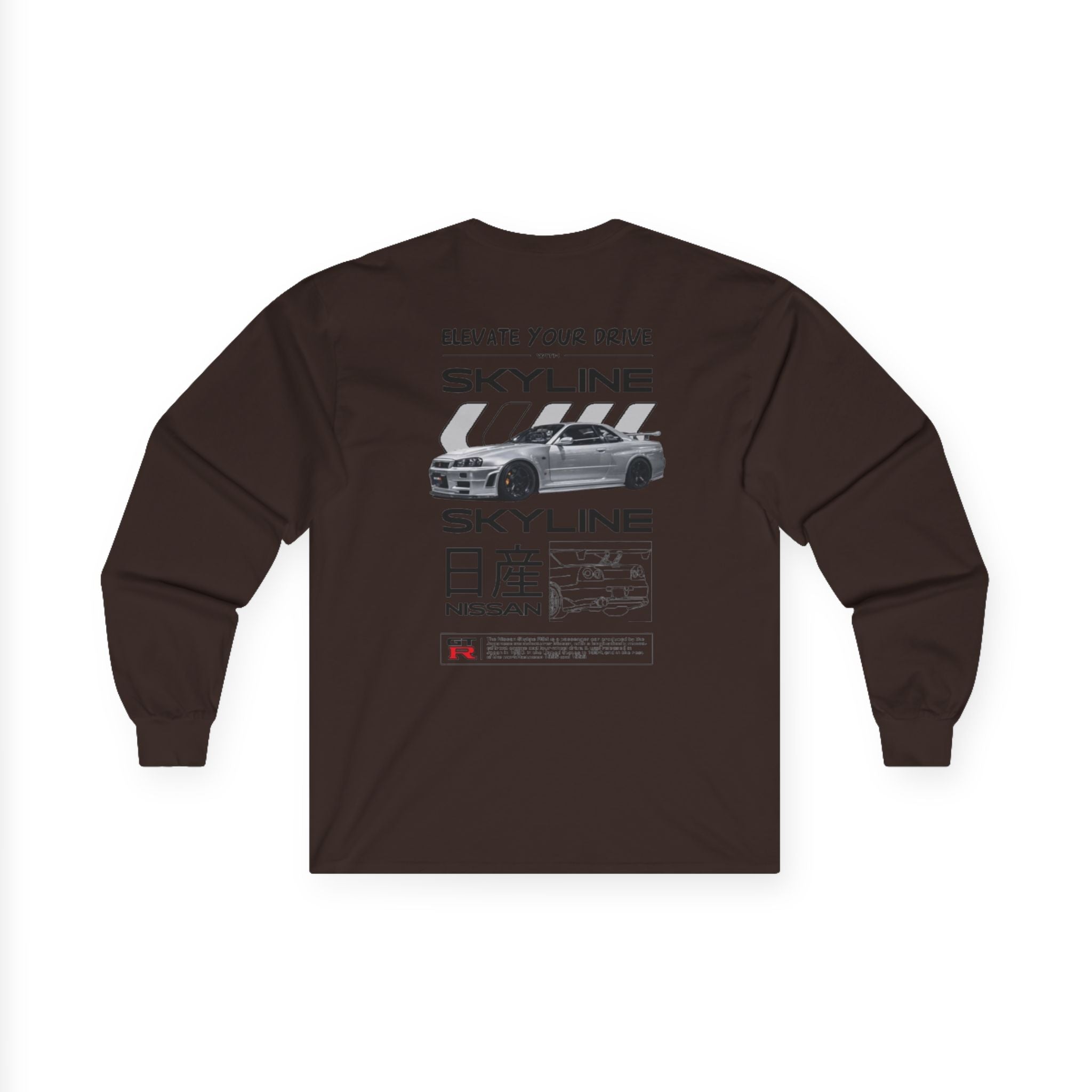 Nissan Skyline Graphic Long Sleeve Tee — 'Elevate Your Drive' Car Enthusiast Shirt