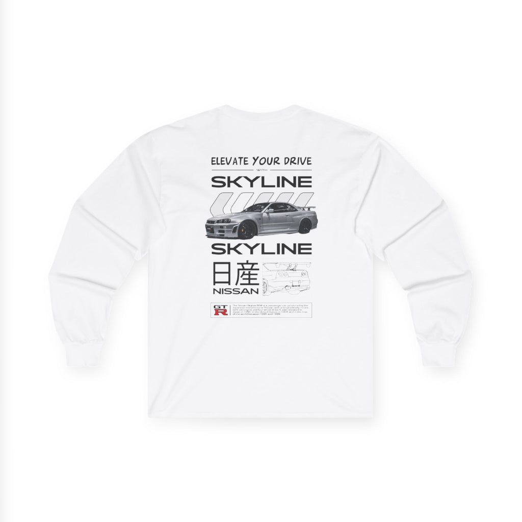 Nissan Skyline Graphic Long Sleeve Tee — 'Elevate Your Drive' Car Enthusiast Shirt