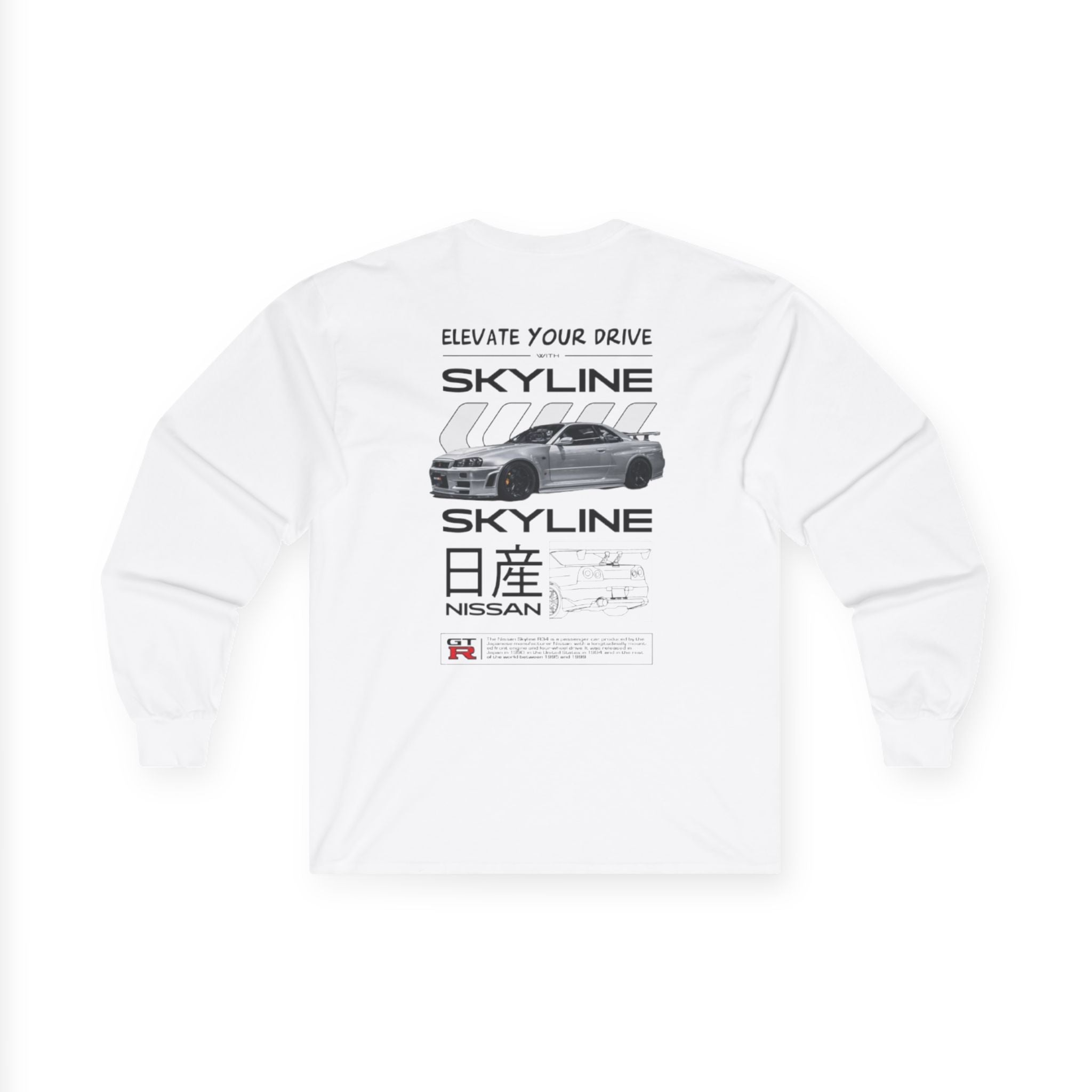 Nissan Skyline Graphic Long Sleeve Tee — 'Elevate Your Drive' Car Enthusiast Shirt