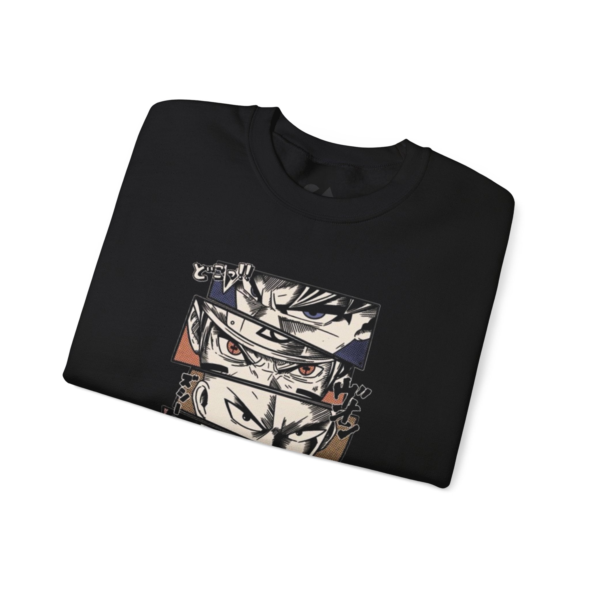 Anime Eyes Crewneck Sweatshirt — Intense Manga Character Panel Design