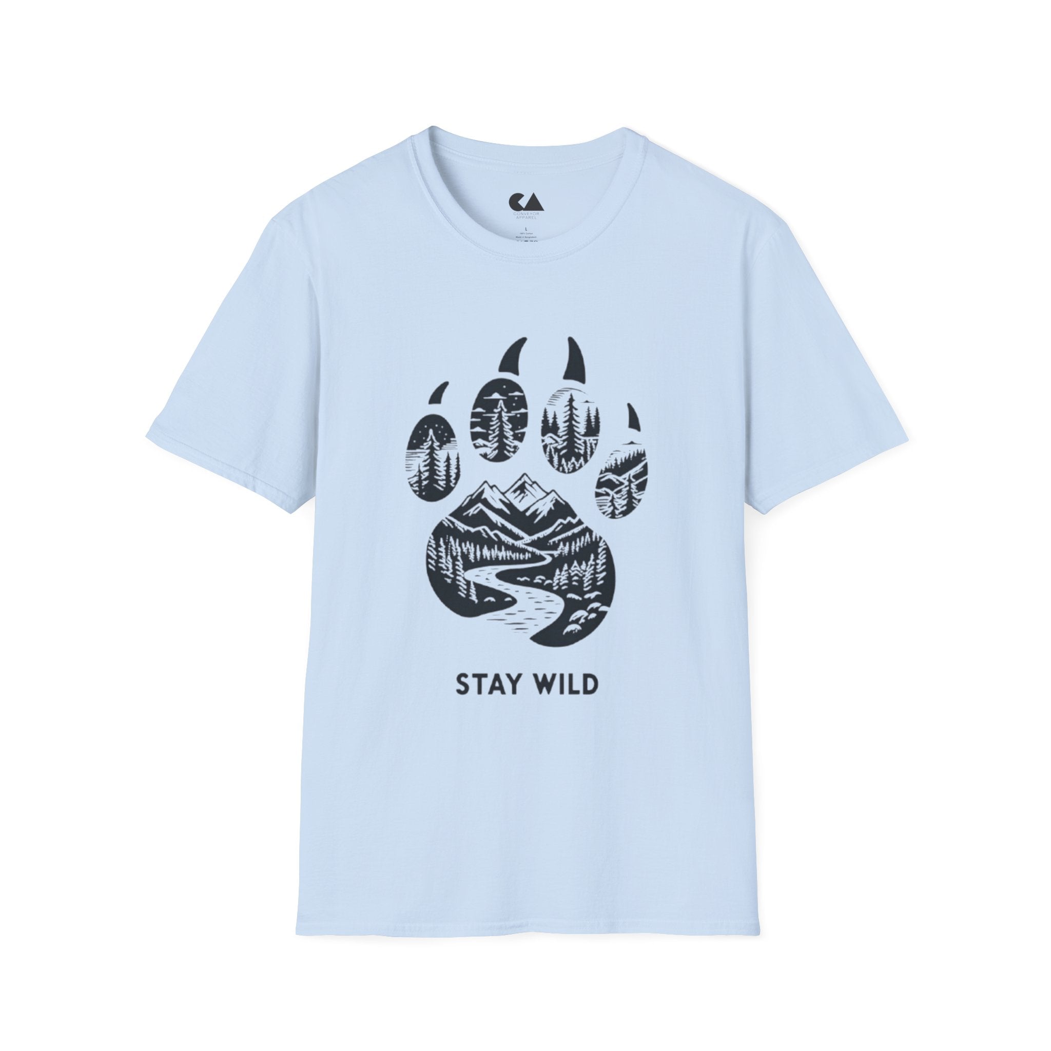Stay Wild Bear Paw T-Shirt — Nature Mountain Forest Graphic Tee