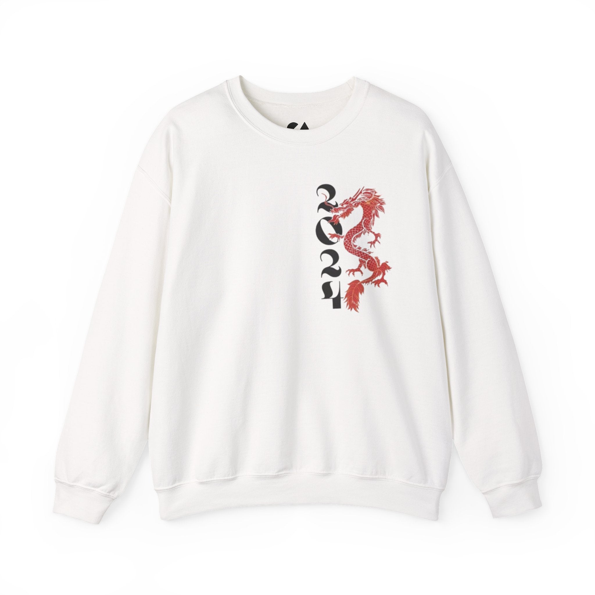 Crewneck Sweatshirt — Red Dragon Vertical Kanji Design