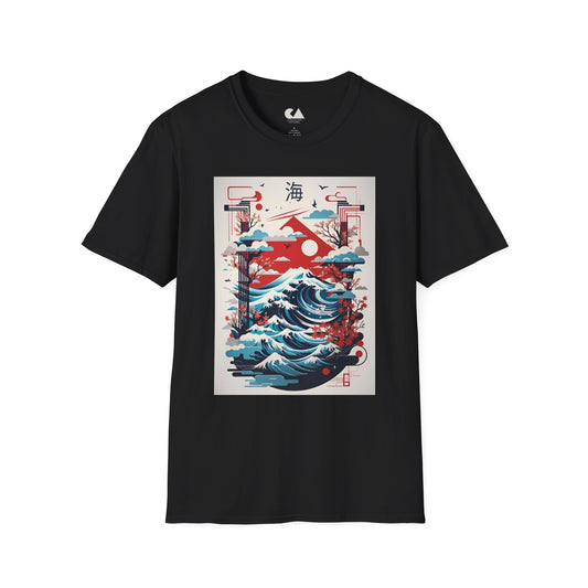 Stylish Graphic Tee with Japanese Wave Design, Unisex T-Shirt, Casual Wear, Beach Vibes, Gift for Him, Gift for Her