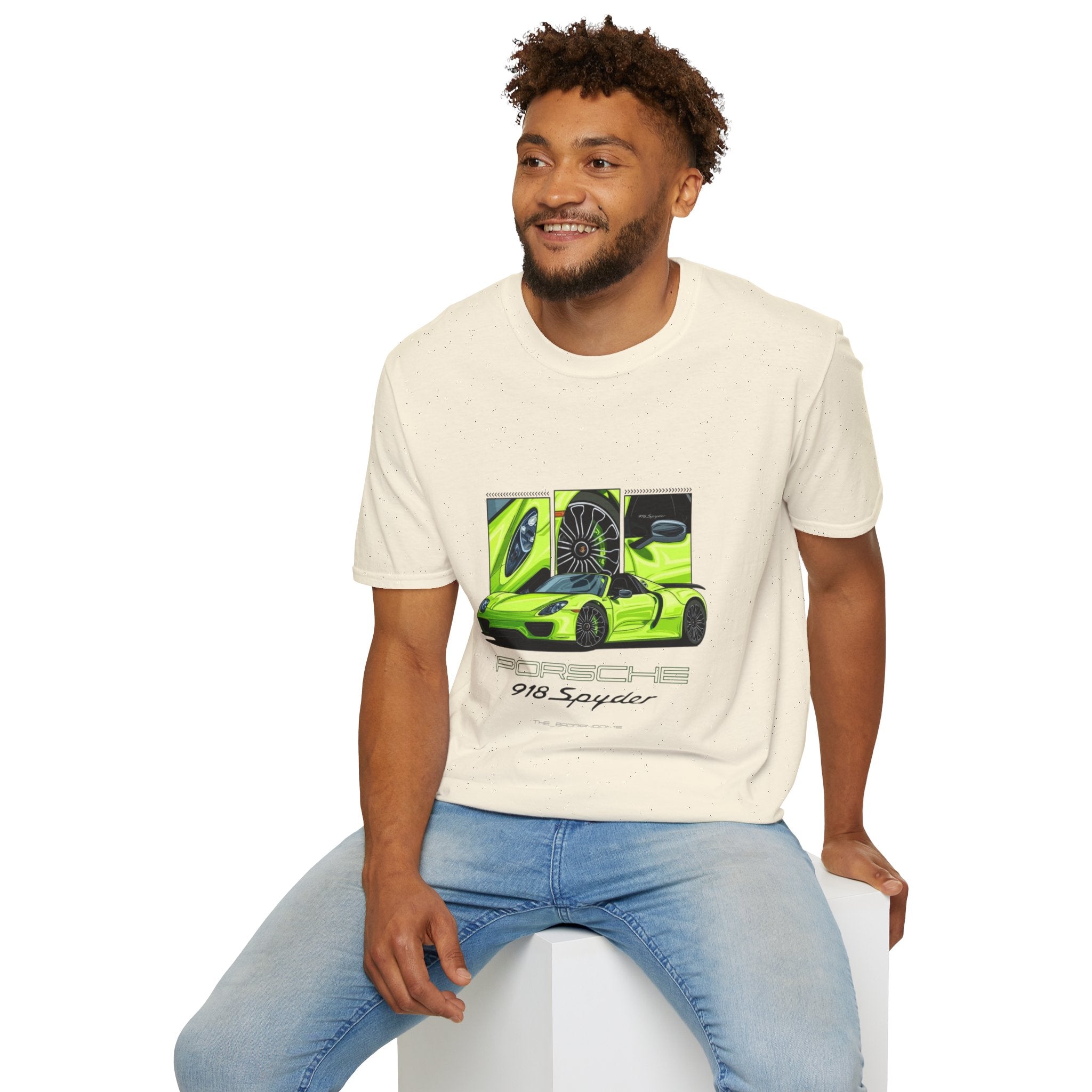 Porsche 918 Spyder Graphic T-Shirt — Neon Green Supercar Art Tee