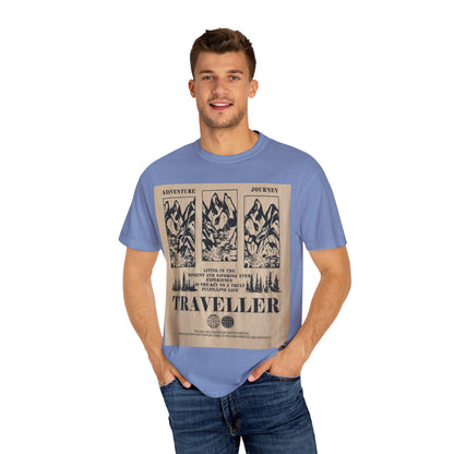 Adventure Traveller T-Shirt | Unisex Garment-Dyed Tee for Explorers, Outdoor Enthusiasts, Travel Lovers, Perfect Gift