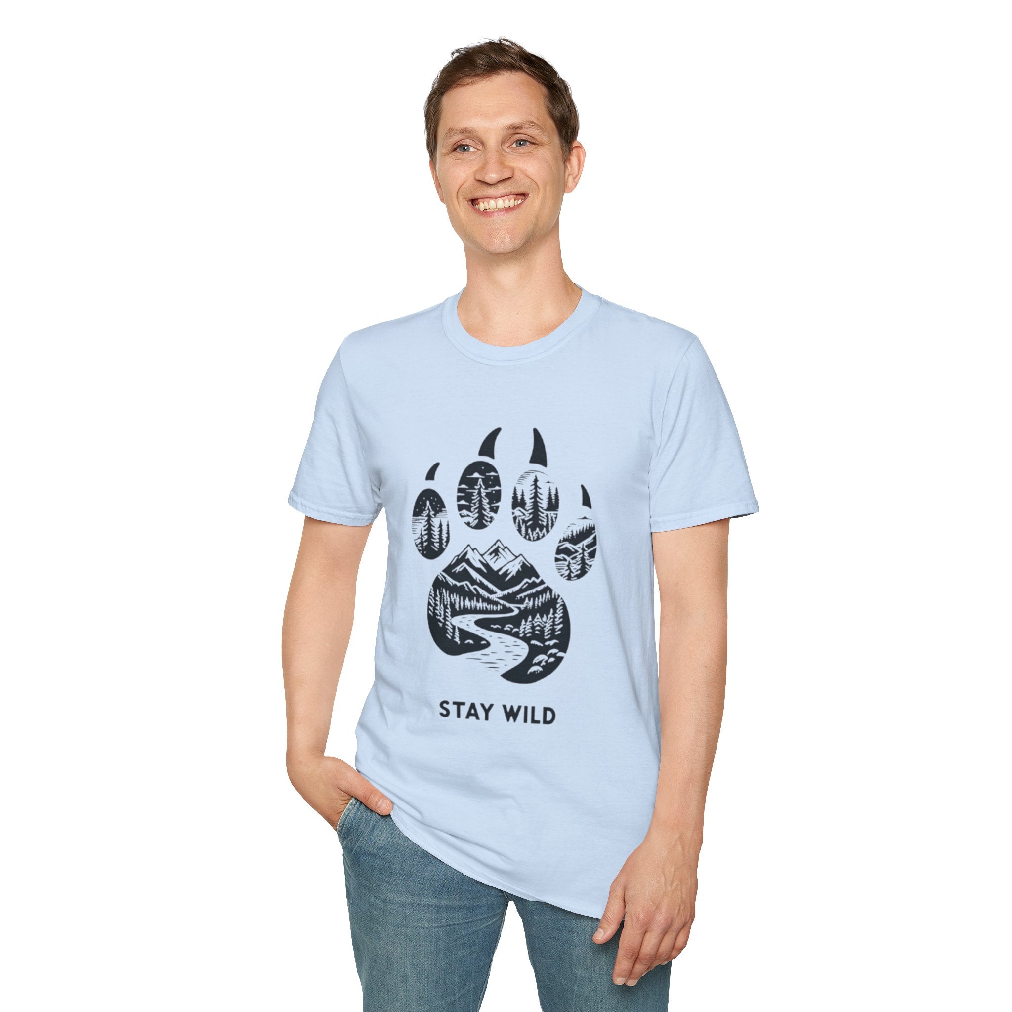 Stay Wild Bear Paw T-Shirt — Nature Mountain Forest Graphic Tee