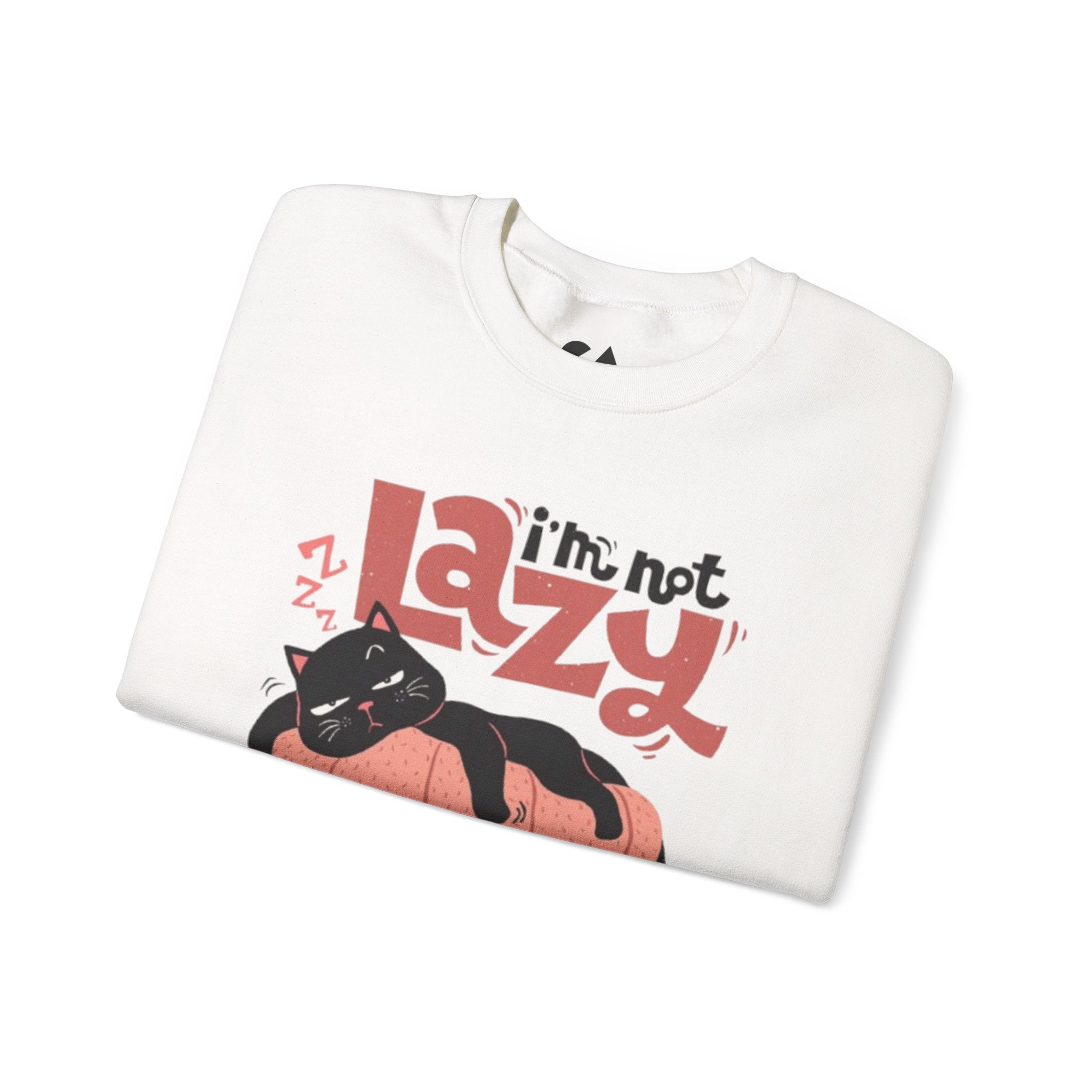 Crewneck Sweatshirt — “I’m Not Lazy, I’m Waiting for Inspiration to Hit You” Cat Graphic
