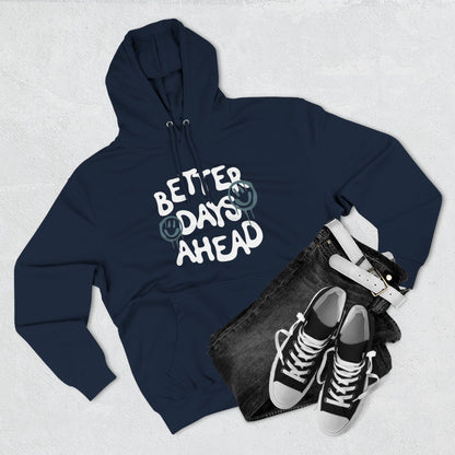 Three-Panel Fleece Hoodie with Motivational Prints