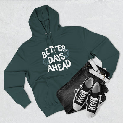 Three-Panel Fleece Hoodie with Motivational Prints
