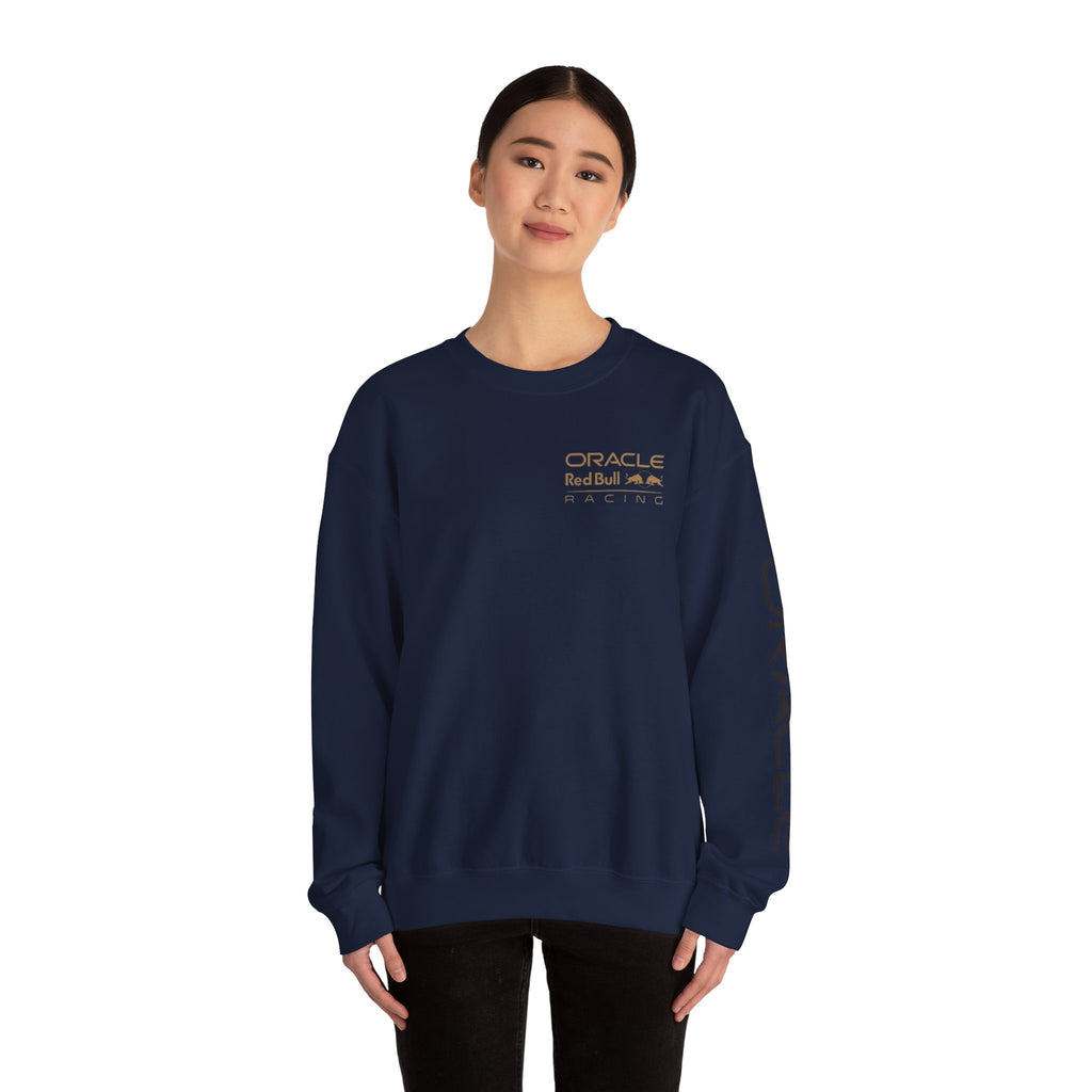 Oracle Red Bull Racing Crewneck Sweatshirt — Minimal Logo Sleeve Pullover