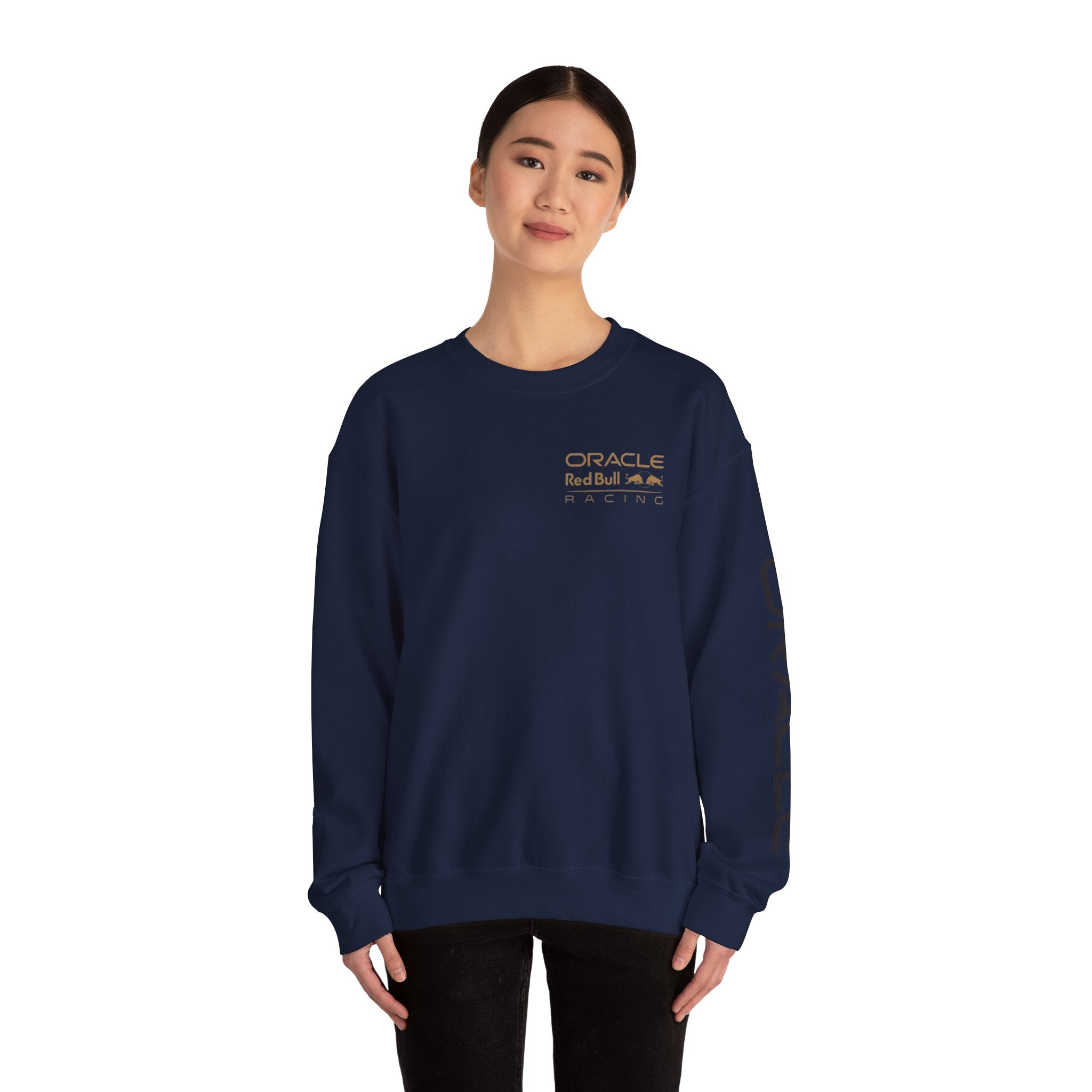 Oracle Red Bull Racing Crewneck Sweatshirt — Minimal Logo Sleeve Pullover