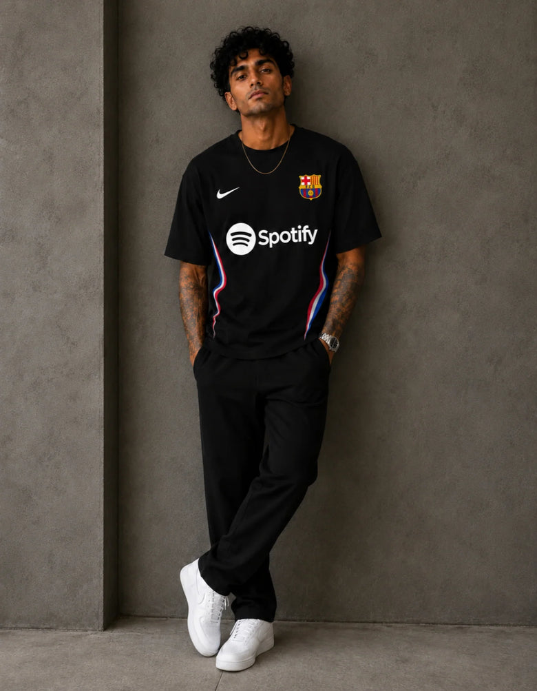 Barcelona Black Football Oversized T-Shirt